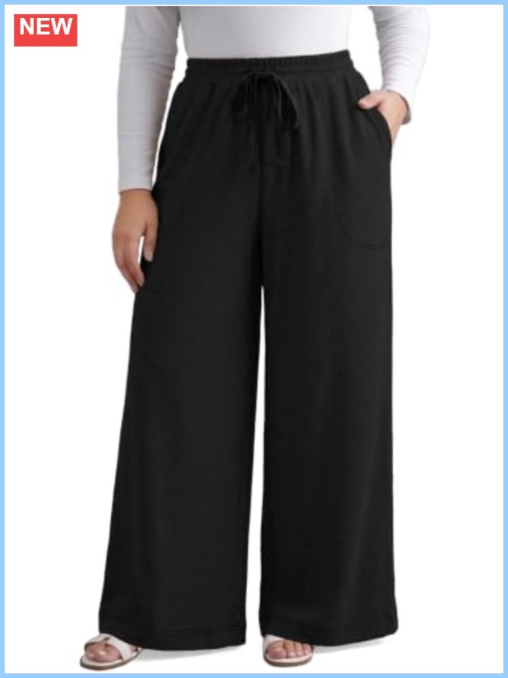 Women's Plus Size Wide Leg Palazzo Sweatpants High Rise Drawstring Pants
